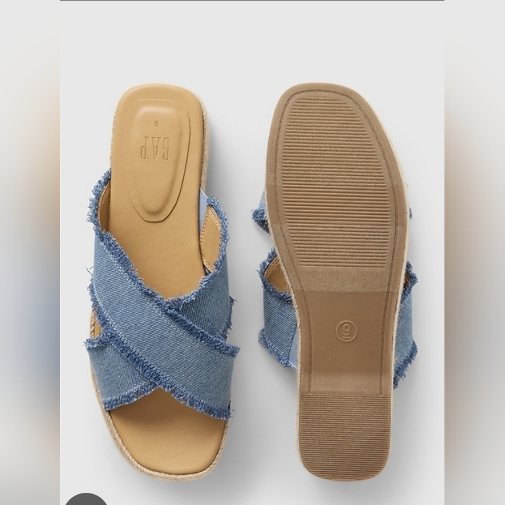Gap Denim Espadrille Platform Sandals Casual Slip-On Design